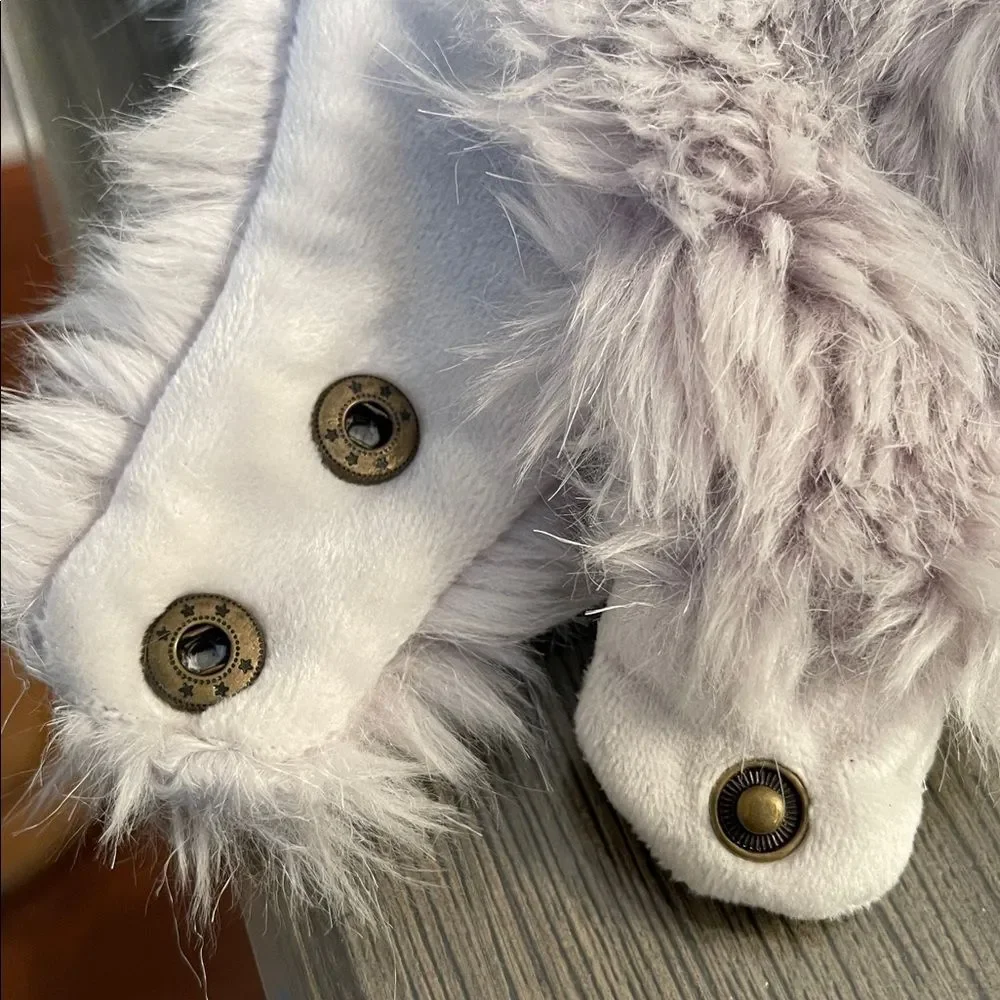 Restoration Hardware LUXE Fur Baby Animal Hood - Grey - 12 Months NWT
